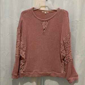 Taylor & Sage Mauve Sweater with Floral Accents
